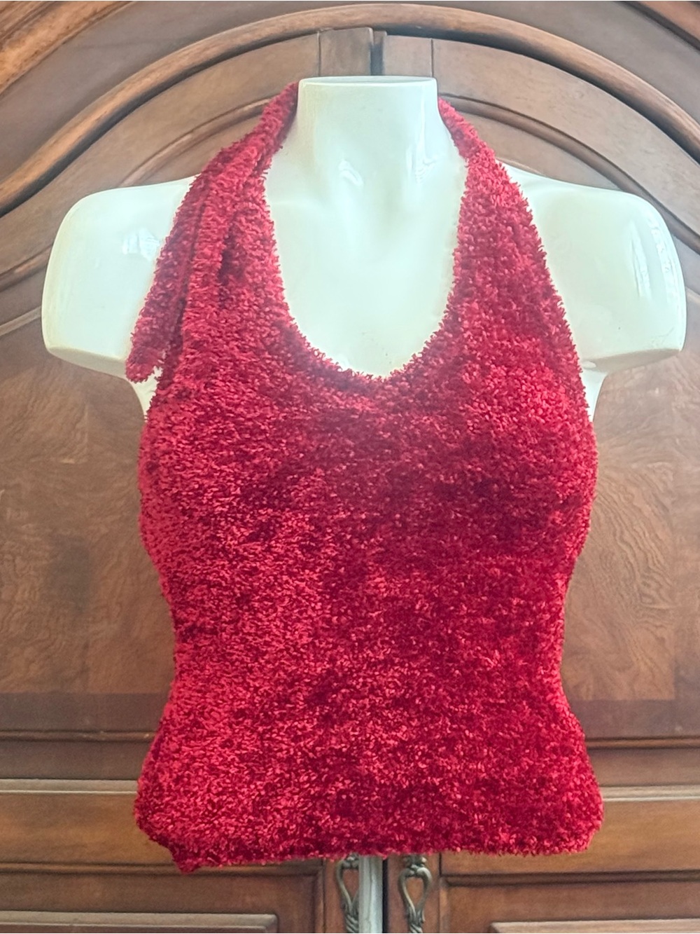 Vintage Charlotte Russe Red Eyelash Knit Halter Top | Size M